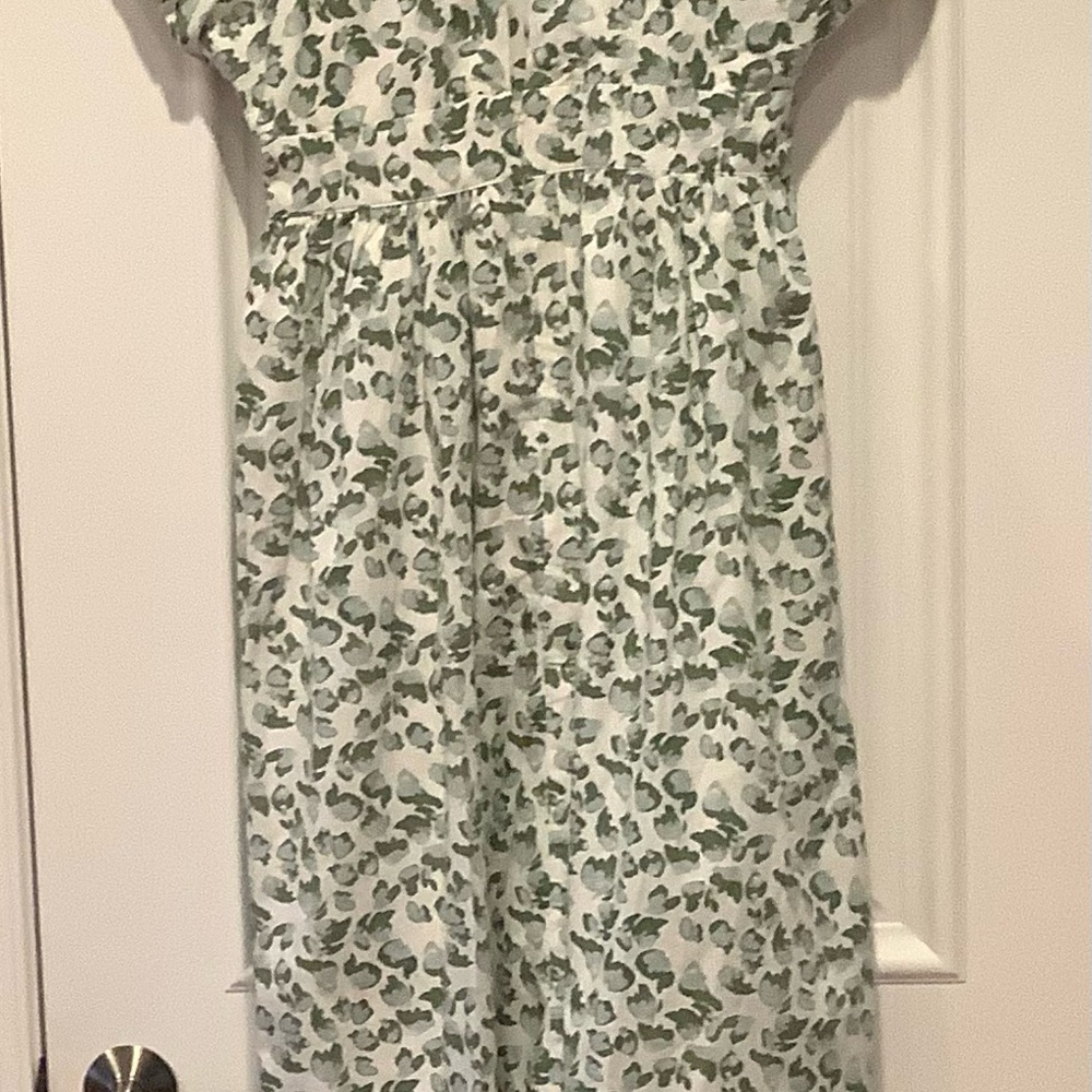 Crown & Ivy x Society Dress Cabana Off White and Green Maxi 100% Cotton NEW - Picture 2 of 13